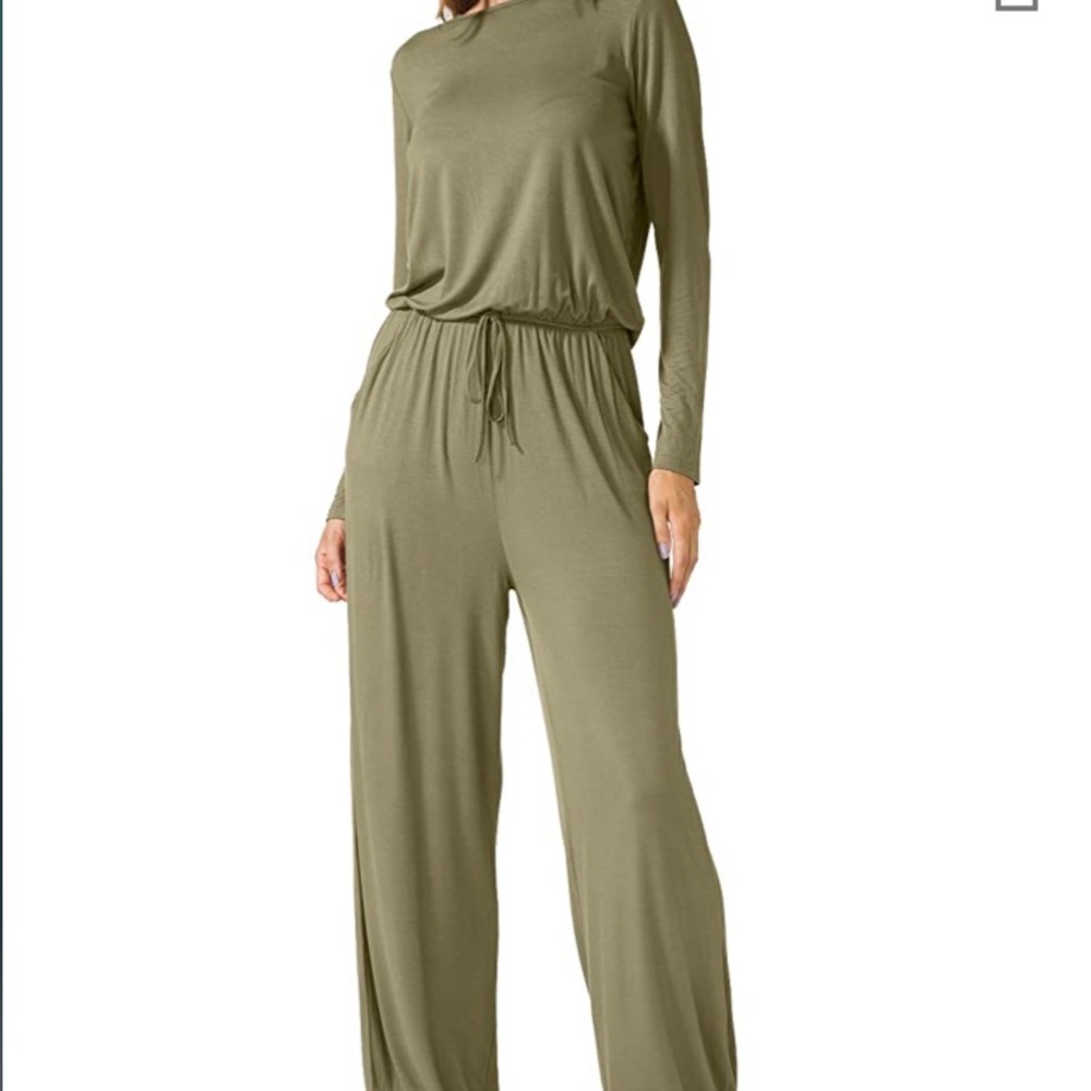 Army Green long-sleeve loose fit jumpsuit/romper - Picture 4 of 11
